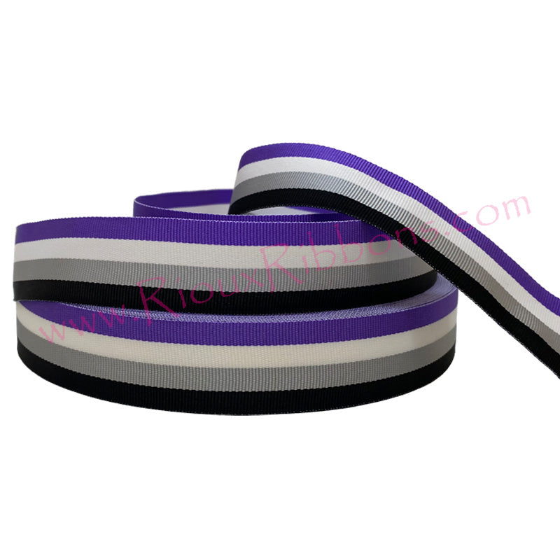 "Asexual Pride" 1" Grosgrain Ribbon