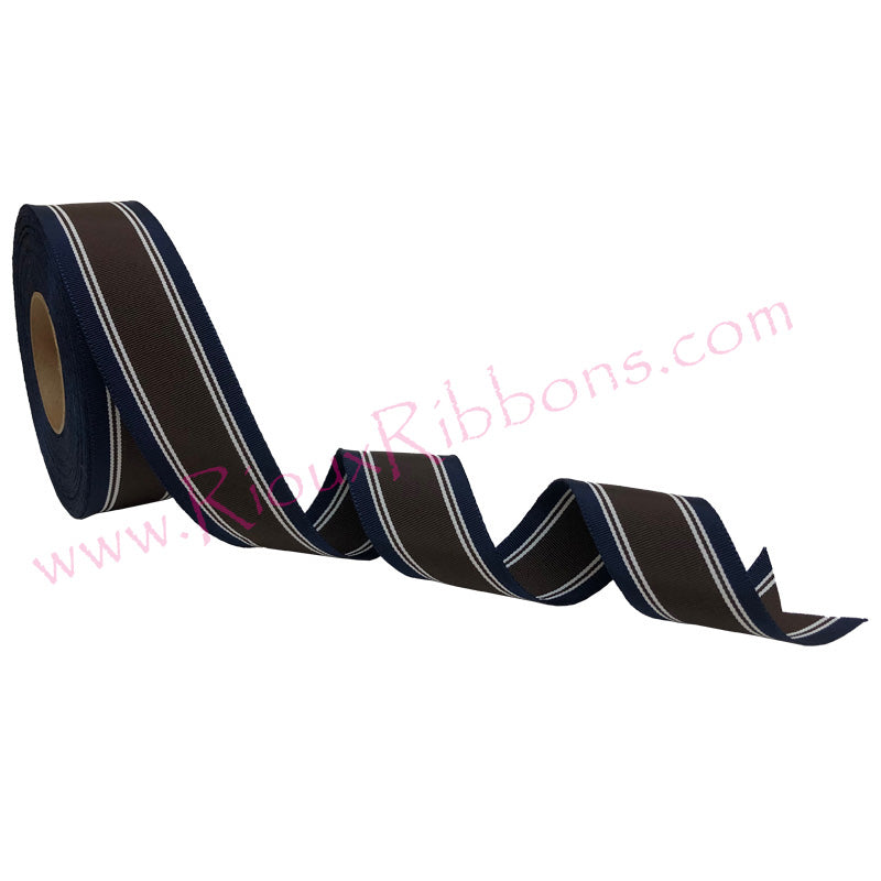 "Cooper (Navy/Brown)" 1-1/2" Grosgrain Ribbon