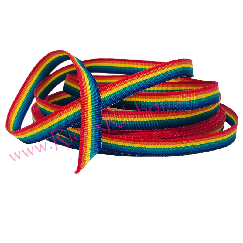 "Rainbow Pride" 3/8" Grosgrain Ribbon