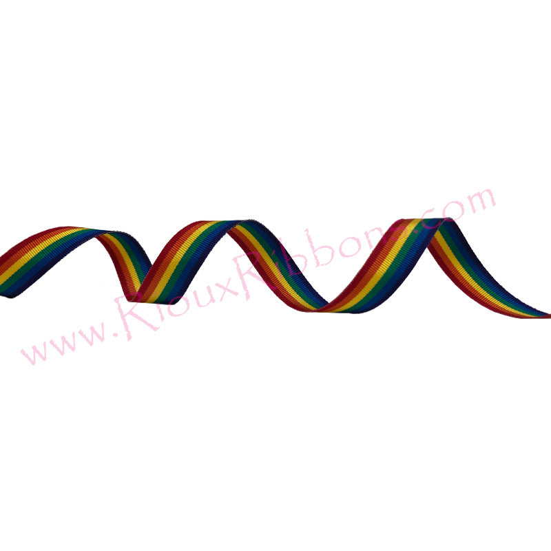 "Rainbow Pride" 5/8" Grosgrain Ribbon