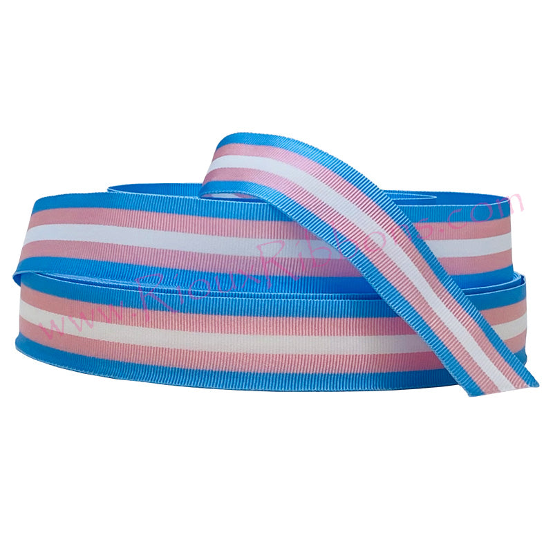 "Transgender Pride" 1" Grosgrain Ribbon