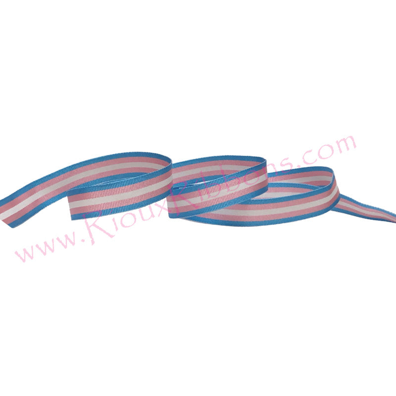 "Transgender Pride" 5/8" Grosgrain Ribbon