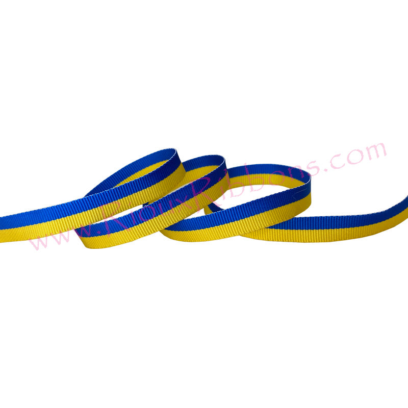 "We Stand with Ukraine" 3/8" Grosgrain Ribbon