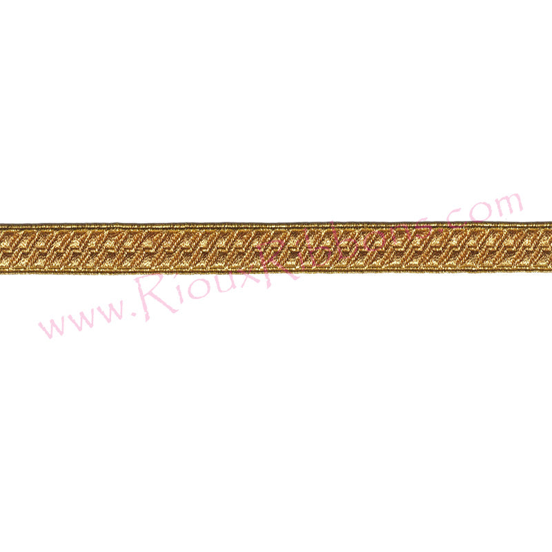 Gold metallic woven trim for military uniforms, marching band uniforms, costumes and ceremonial apparel