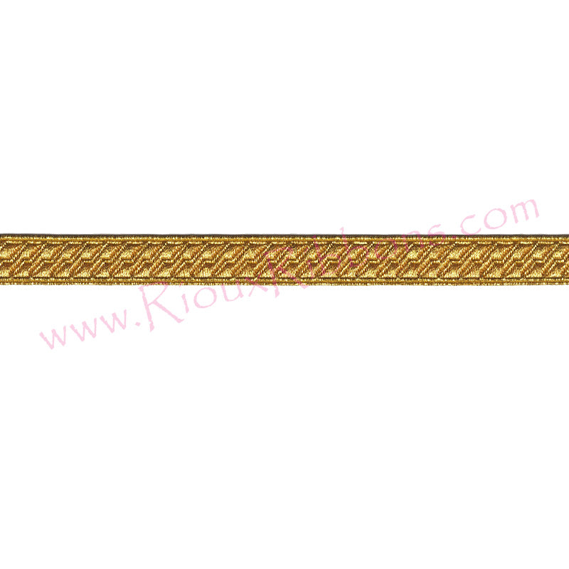 Gold metallic woven trim for military uniforms, marching band uniforms, costumes and ceremonial apparel
