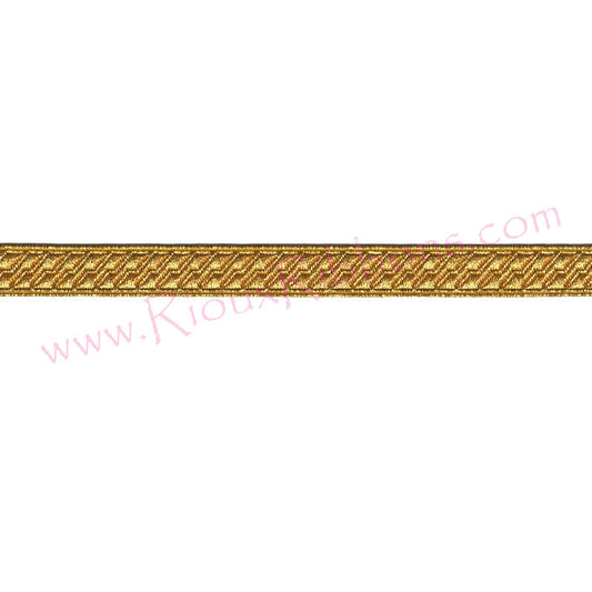 Gold metallic woven trim for military uniforms, marching band uniforms, costumes and ceremonial apparel