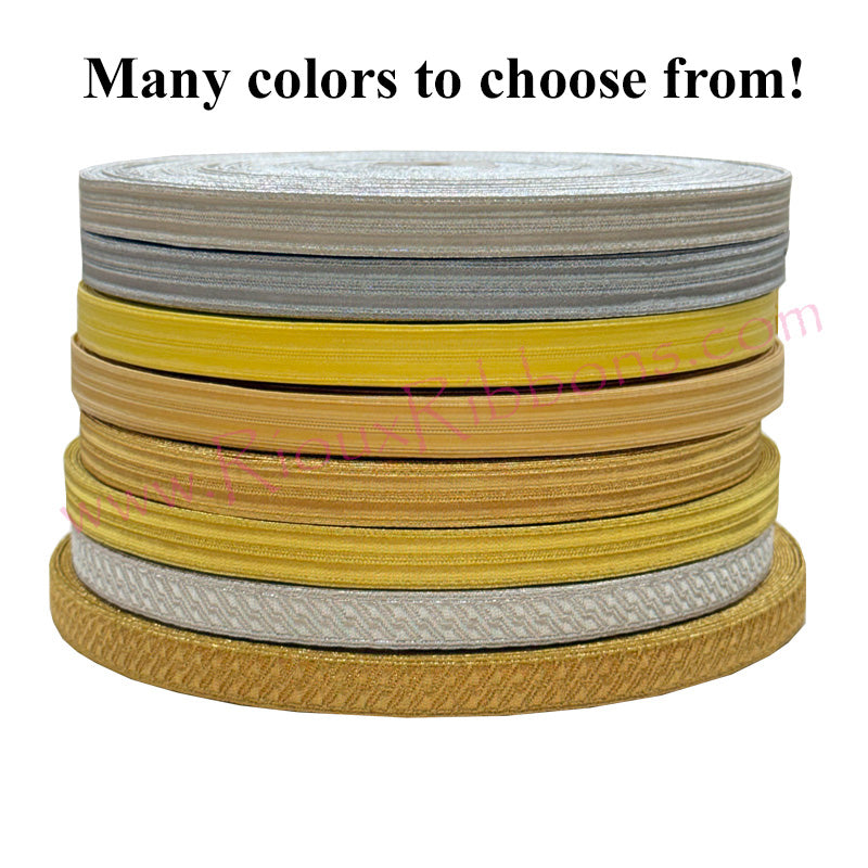 Gold and silver metallic woven trim for military uniforms, marching band uniforms, costumes and ceremonial apparel